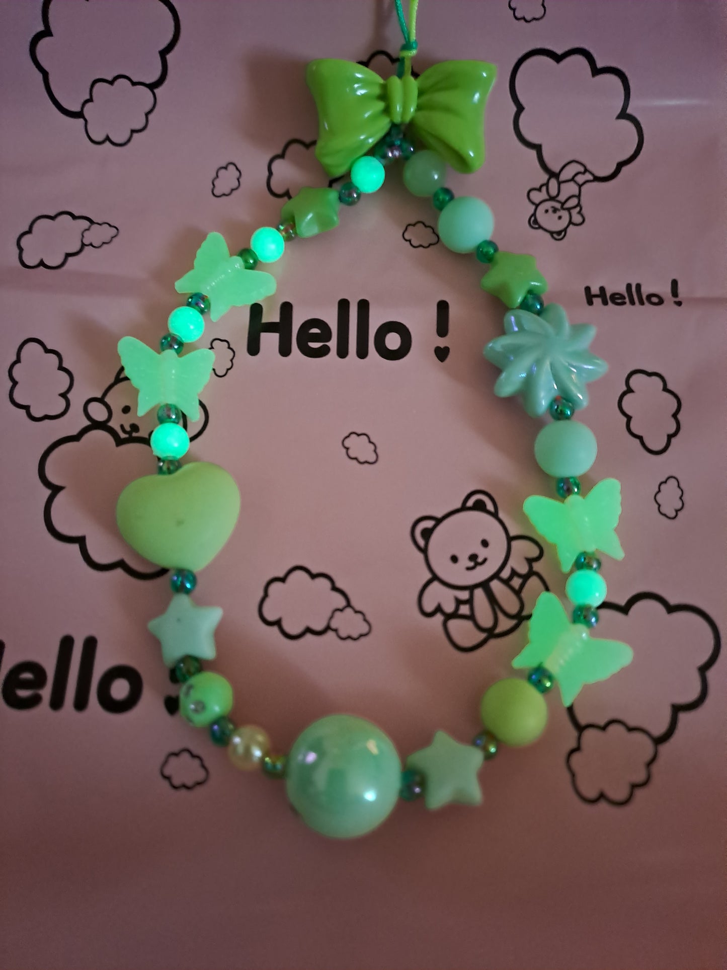 Kawaii Glow In The Dark Butterflies Mobile Phone Wrist Chain